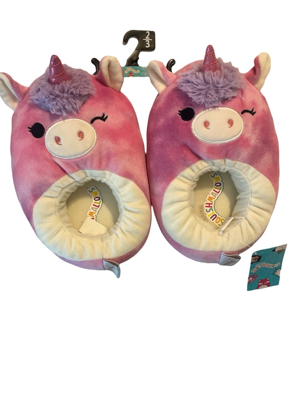 Squishmallows Pink & Purple Unicorn Kids Slippers size 2-3